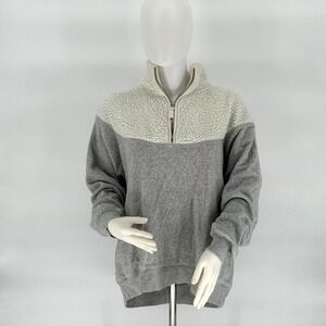 Aerie Oversized Sherpa Quarter Zip Pullover Gray White Cozy Fleece Women's XS